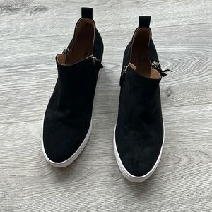 Black faux suede booties